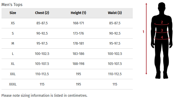 Ripcurl Mens tops 2020 0 Size Chart